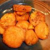 roasted sweet potato slices on serving dish