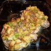 Baked pork chop with bread and celery stuffing