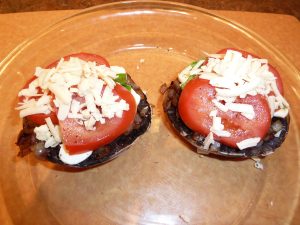 uncooked portabello vegetable stacks
