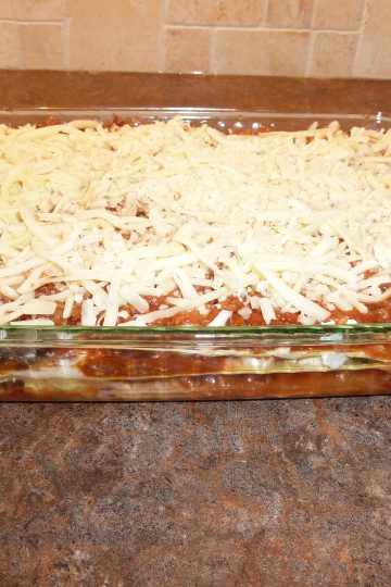 Lasagna ready for the oven