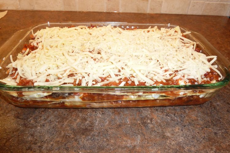 Lasagna ready for the oven