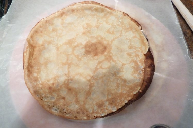 dessert crepes on wax paper