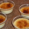Four creme brulées in ramekins