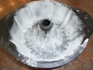 flour-dusted bundt pan