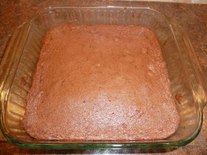 Showing the brownies when they are finished baking