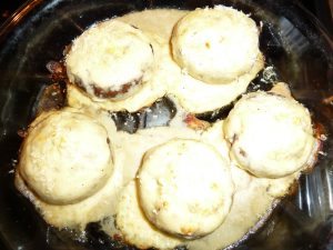 Mushrooms coated and ready to cook
