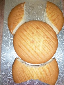 Easter Bunny cake assembly step 3