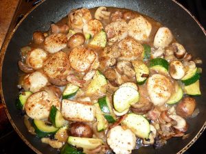 Seared Scallops cooking