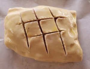 Salmon Wellington before baking